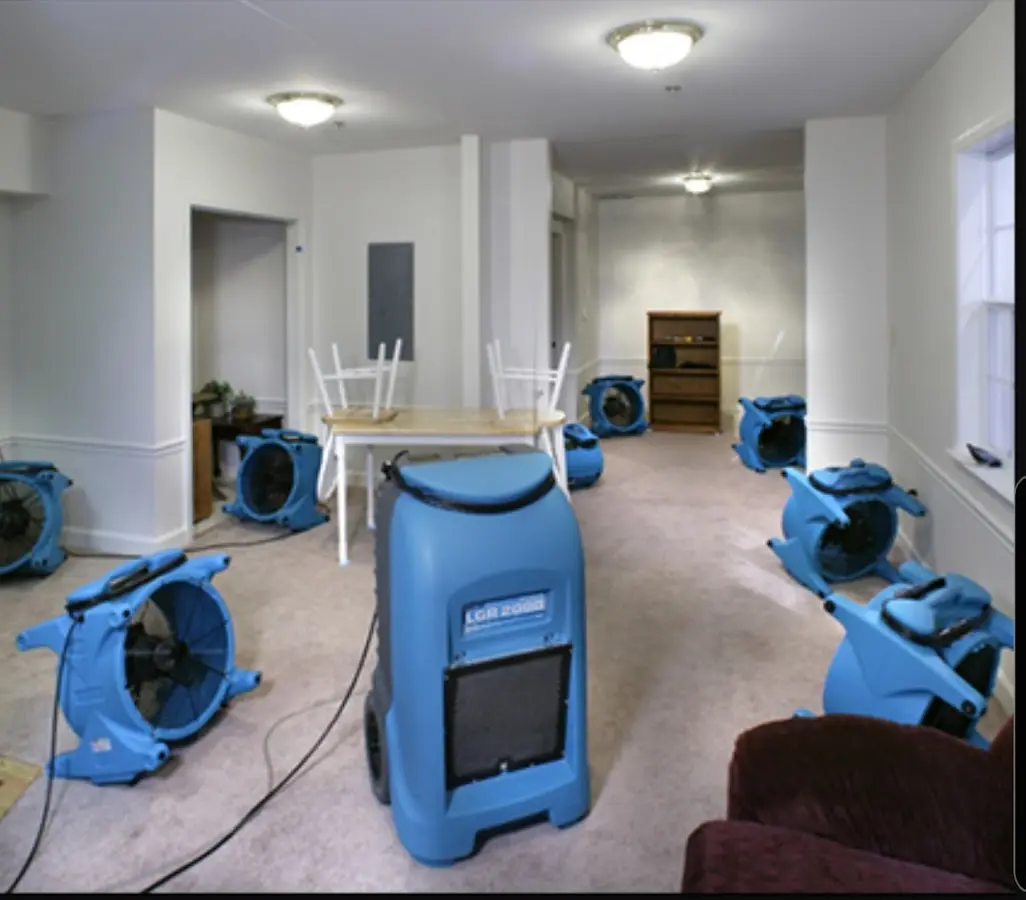 Air movers and dehumidifier setup for Water Extraction & Removal in Yucca Valley