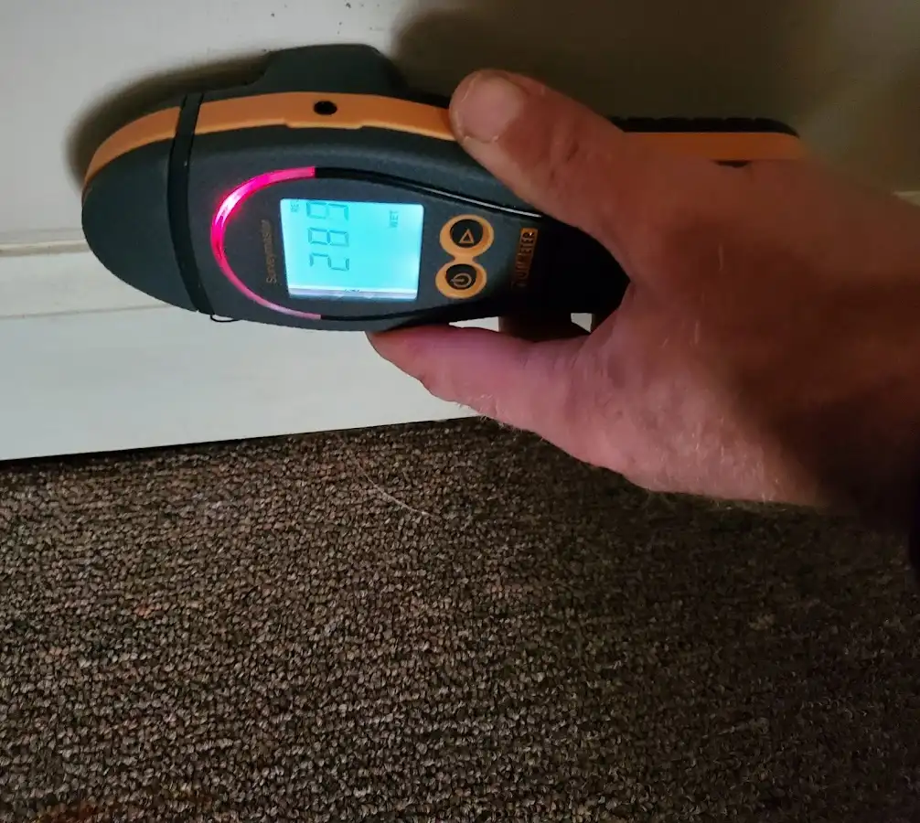 Moisture detection at baseboard during Mold Inspection & Testing in Yucca Valley